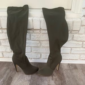Olive Green thigh high Just Fab boots